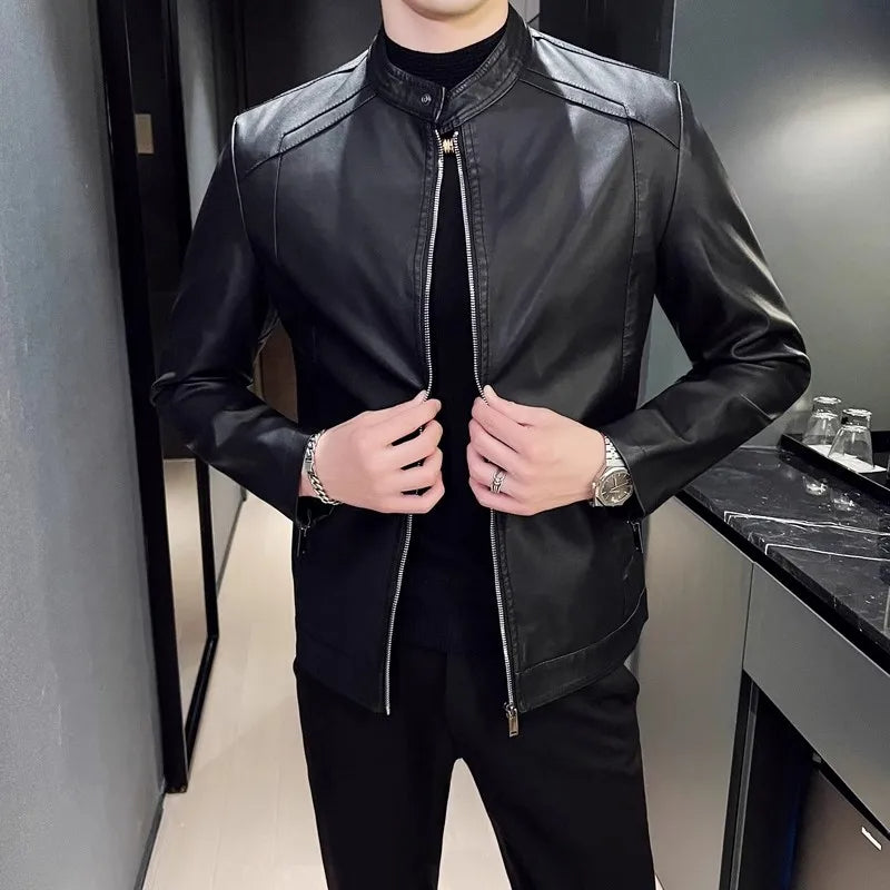 Jaqueta de Couro Casual Masculina Sampaio®