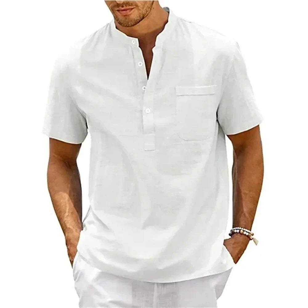 Camisa Manga Curta em Linho Masculina Sampaio®