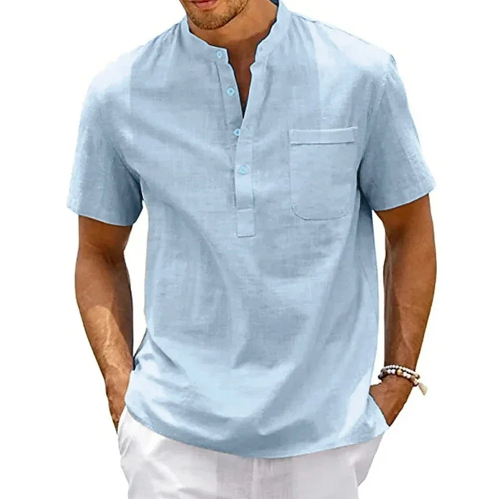 Camisa Manga Curta em Linho Masculina Sampaio®