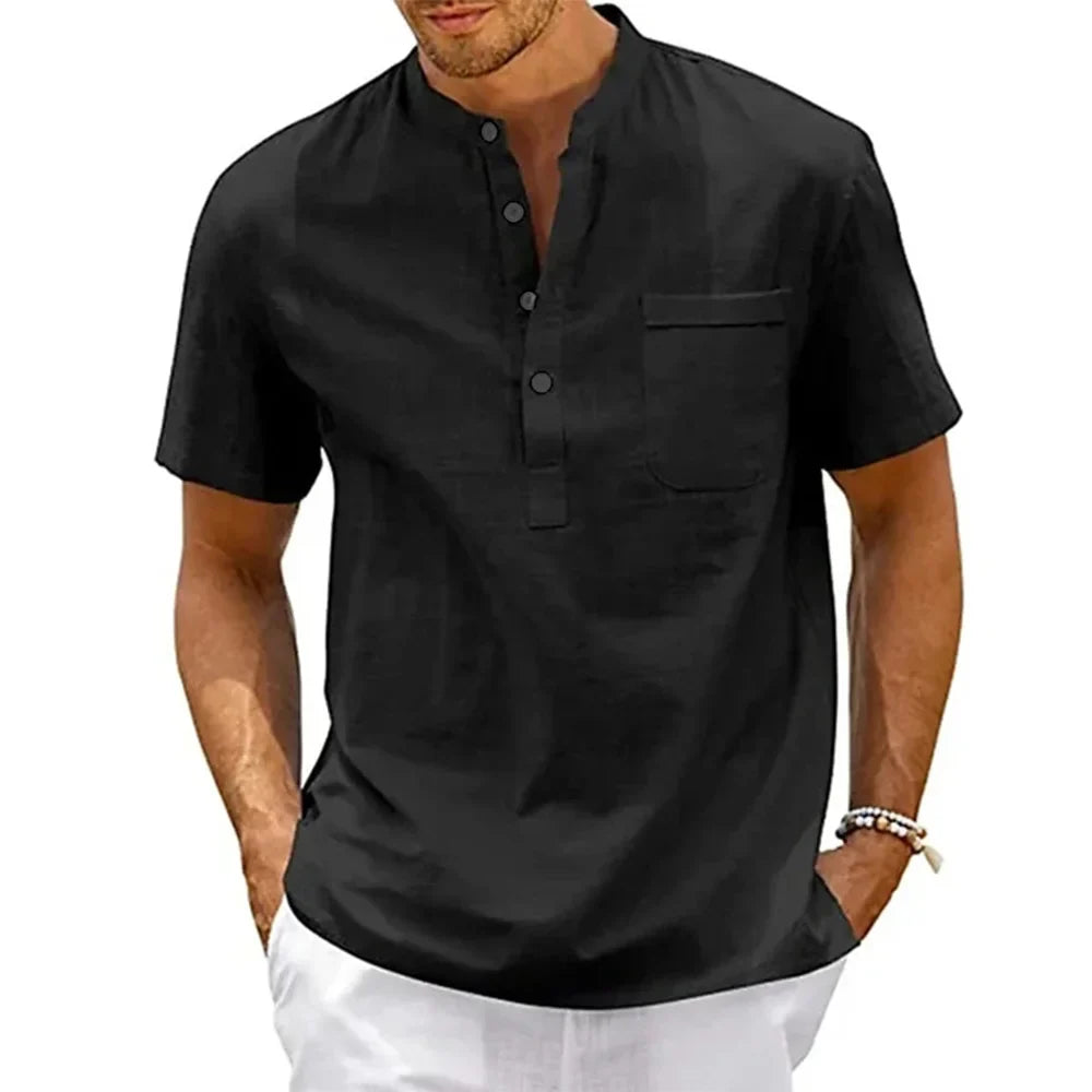Camisa Manga Curta em Linho Masculina Sampaio®