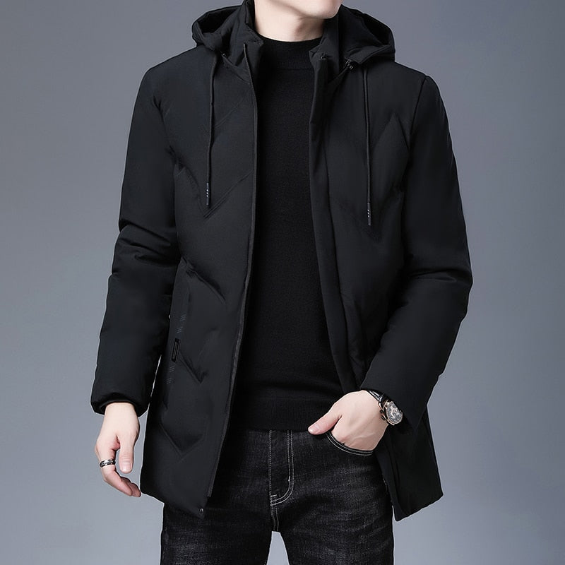 Jaqueta Masculina Longa com Capuz