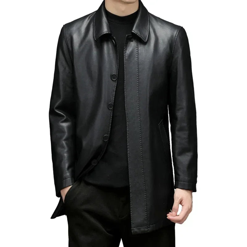 Jaqueta Longa de Couro Masculina Sampaio® S1266