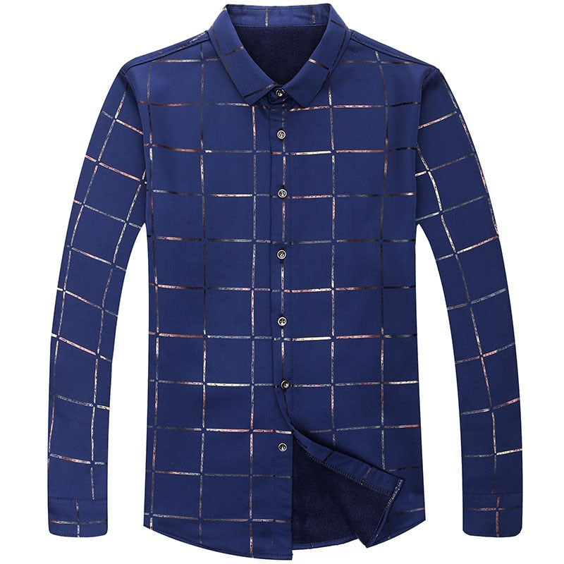 Camisa Masculina de Seda Manga Longa Xadrez Soul
