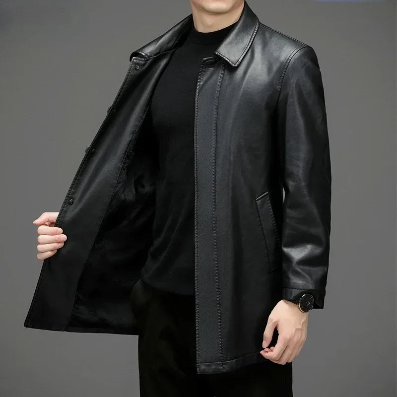Jaqueta Longa de Couro Masculina Sampaio® S1266
