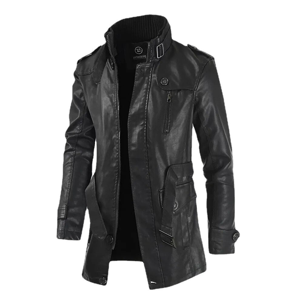 Jaqueta longa de Couro Masculina Sampaio®